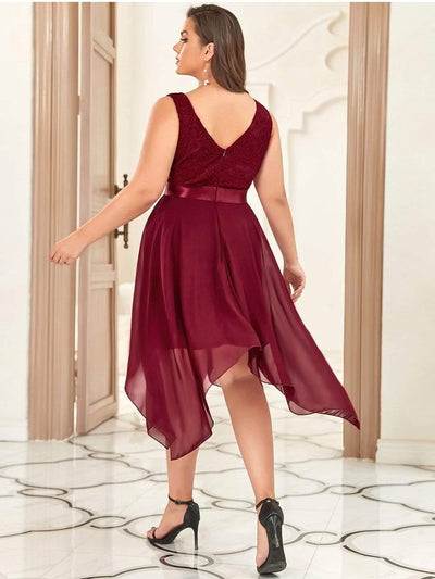 ever COSTA|Stunning V Neck Lace Chiffon Bridesmaid Dress