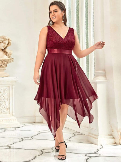 ever COSTA|Stunning V Neck Lace Chiffon Bridesmaid Dress