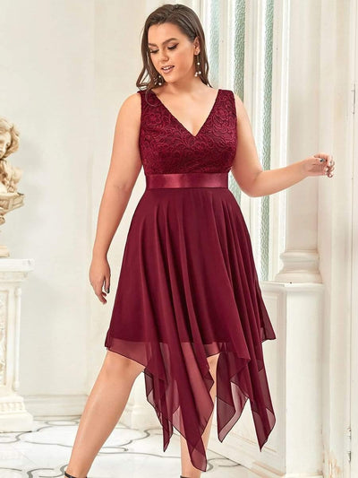 ever COSTA|Stunning V Neck Lace Chiffon Bridesmaid Dress