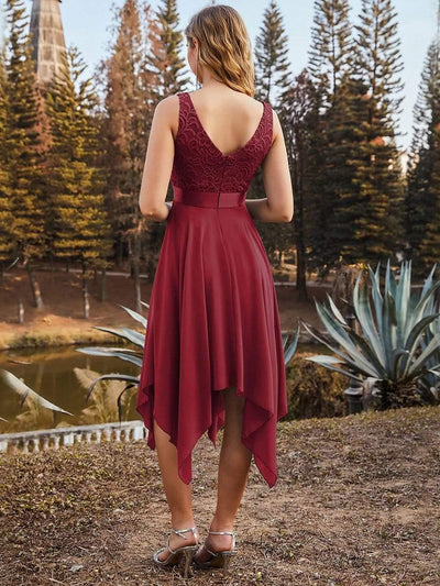 ever COSTA|Stunning V Neck Lace Chiffon Bridesmaid Dress