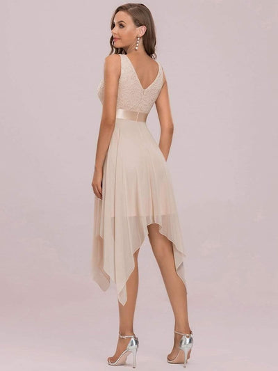 ever COSTA|Stunning V Neck Lace Chiffon Bridesmaid Dress