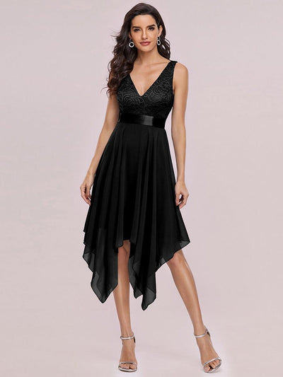 ever COSTA|Stunning V Neck Lace Chiffon Bridesmaid Dress