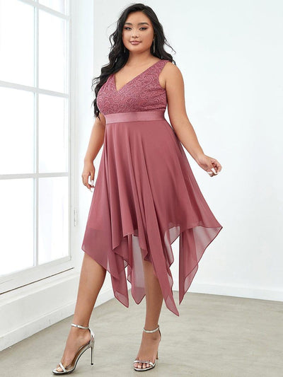 ever COSTA|Stunning V Neck Lace Chiffon Bridesmaid Dress