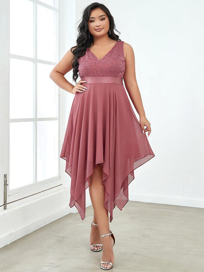 ever COSTA|Stunning V Neck Lace Chiffon Bridesmaid Dress