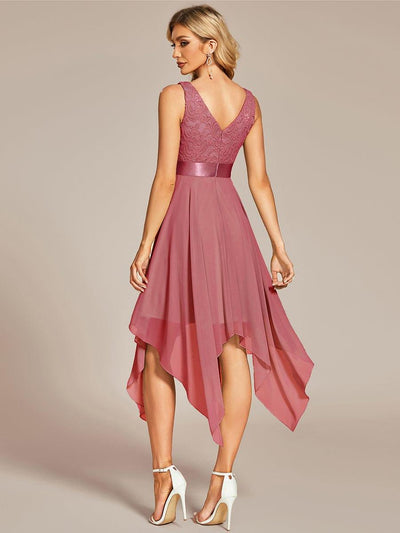 ever COSTA|Stunning V Neck Lace Chiffon Bridesmaid Dress