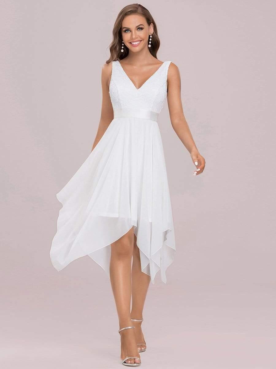 ever COSTA|Stunning V Neck Lace Chiffon Bridesmaid Dress