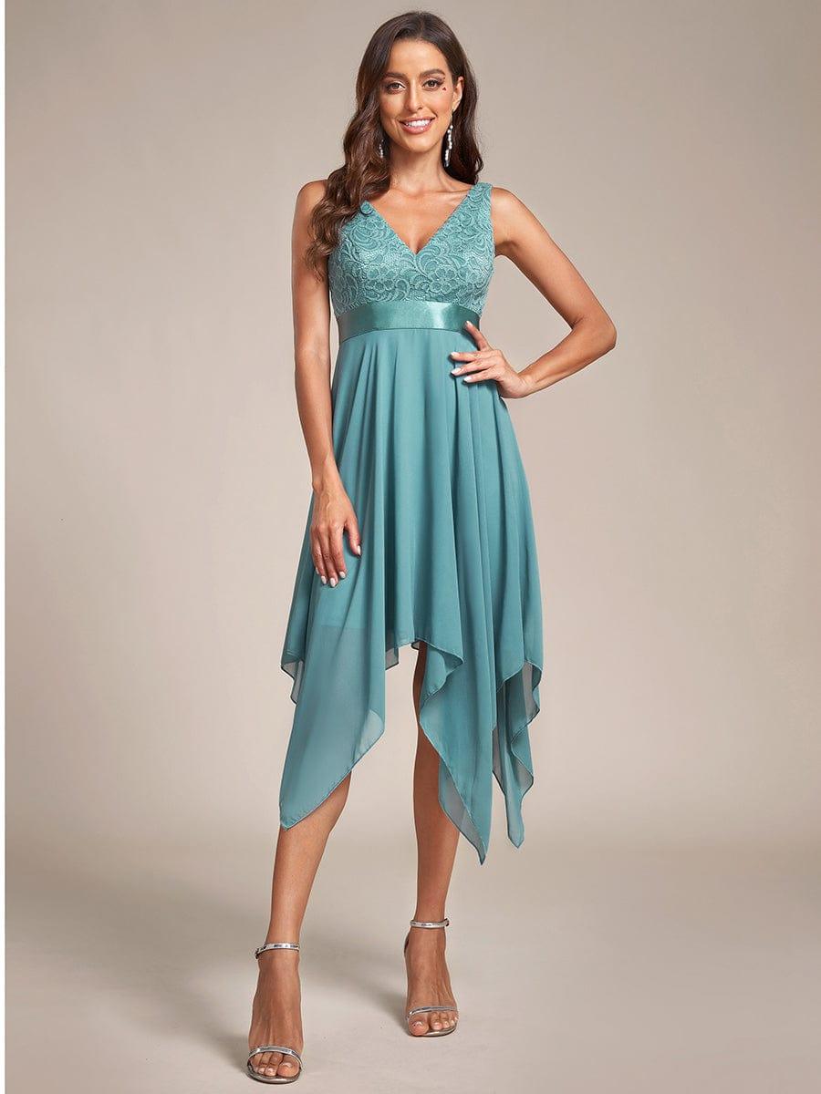 ever COSTA|Stunning V Neck Lace Chiffon Bridesmaid Dress