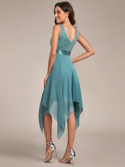 ever COSTA|Stunning V Neck Lace Chiffon Bridesmaid Dress