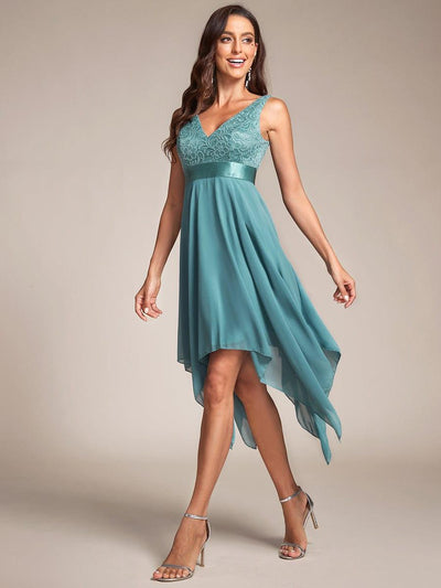 ever COSTA|Stunning V Neck Lace Chiffon Bridesmaid Dress