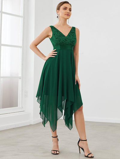 ever COSTA|Stunning V Neck Lace Chiffon Bridesmaid Dress