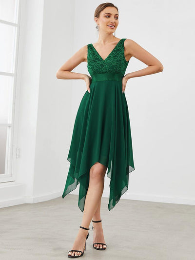 ever COSTA|Stunning V Neck Lace Chiffon Bridesmaid Dress