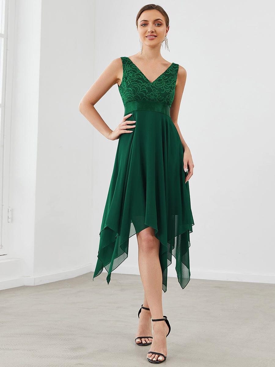 ever COSTA|Stunning V Neck Lace Chiffon Bridesmaid Dress