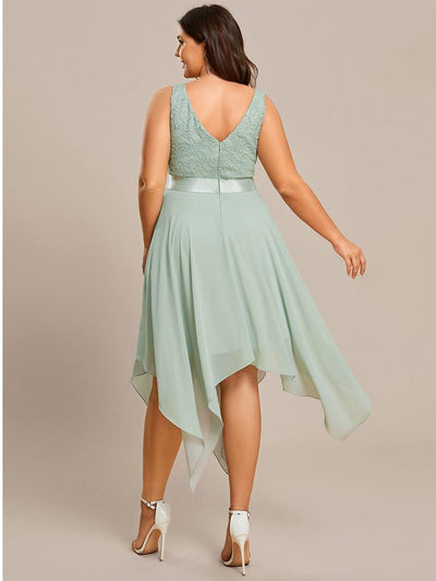 ever COSTA|Stunning V Neck Lace Chiffon Bridesmaid Dress