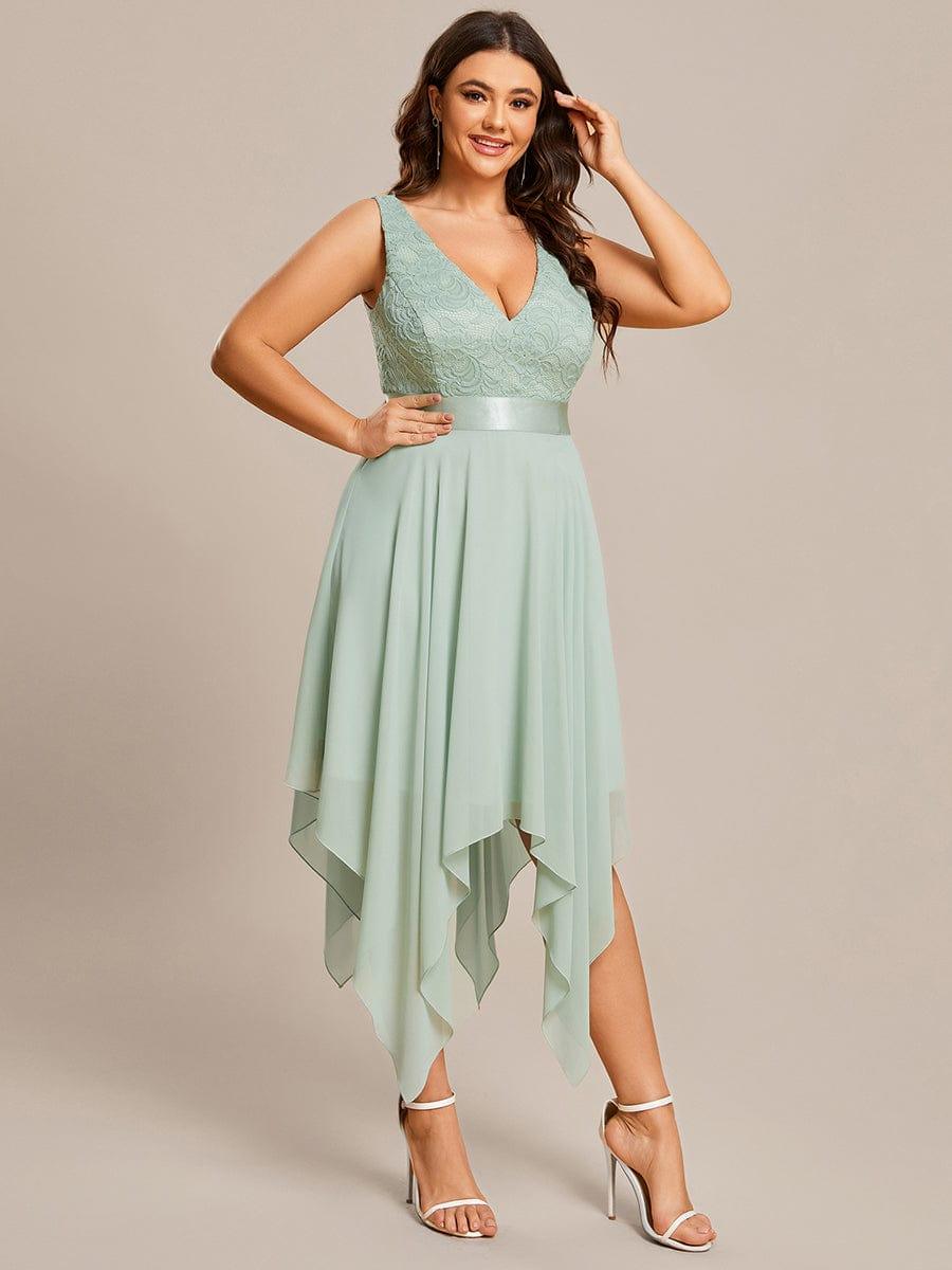ever COSTA|Stunning V Neck Lace Chiffon Bridesmaid Dress
