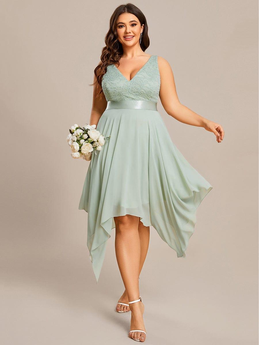 ever COSTA|Stunning V Neck Lace Chiffon Bridesmaid Dress