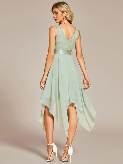 ever COSTA|Stunning V Neck Lace Chiffon Bridesmaid Dress