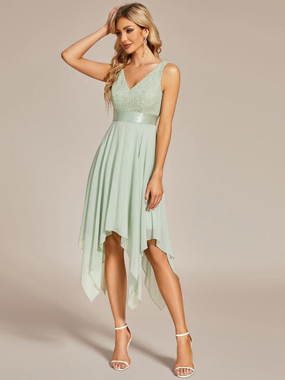 ever COSTA|Stunning V Neck Lace Chiffon Bridesmaid Dress