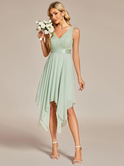 ever COSTA|Stunning V Neck Lace Chiffon Bridesmaid Dress