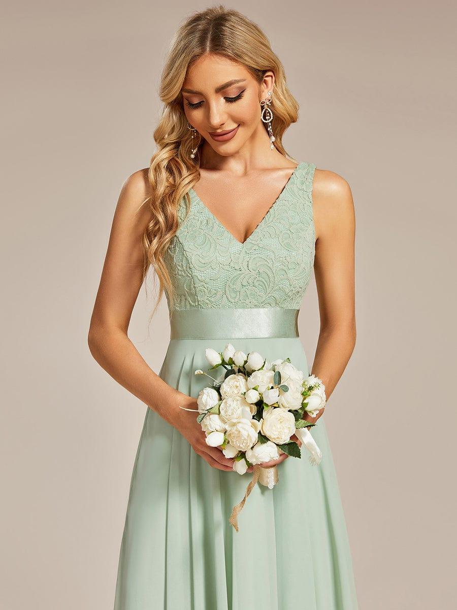ever COSTA|Stunning V Neck Lace Chiffon Bridesmaid Dress
