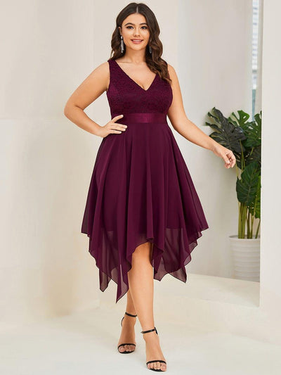 ever COSTA|Stunning V Neck Lace Chiffon Bridesmaid Dress