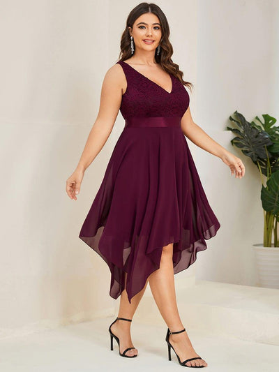 ever COSTA|Stunning V Neck Lace Chiffon Bridesmaid Dress