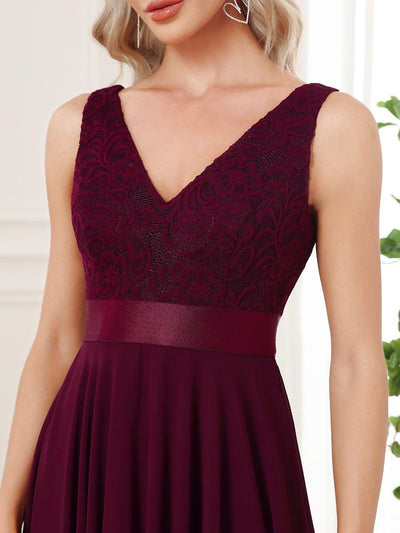 ever COSTA|Stunning V Neck Lace Chiffon Bridesmaid Dress