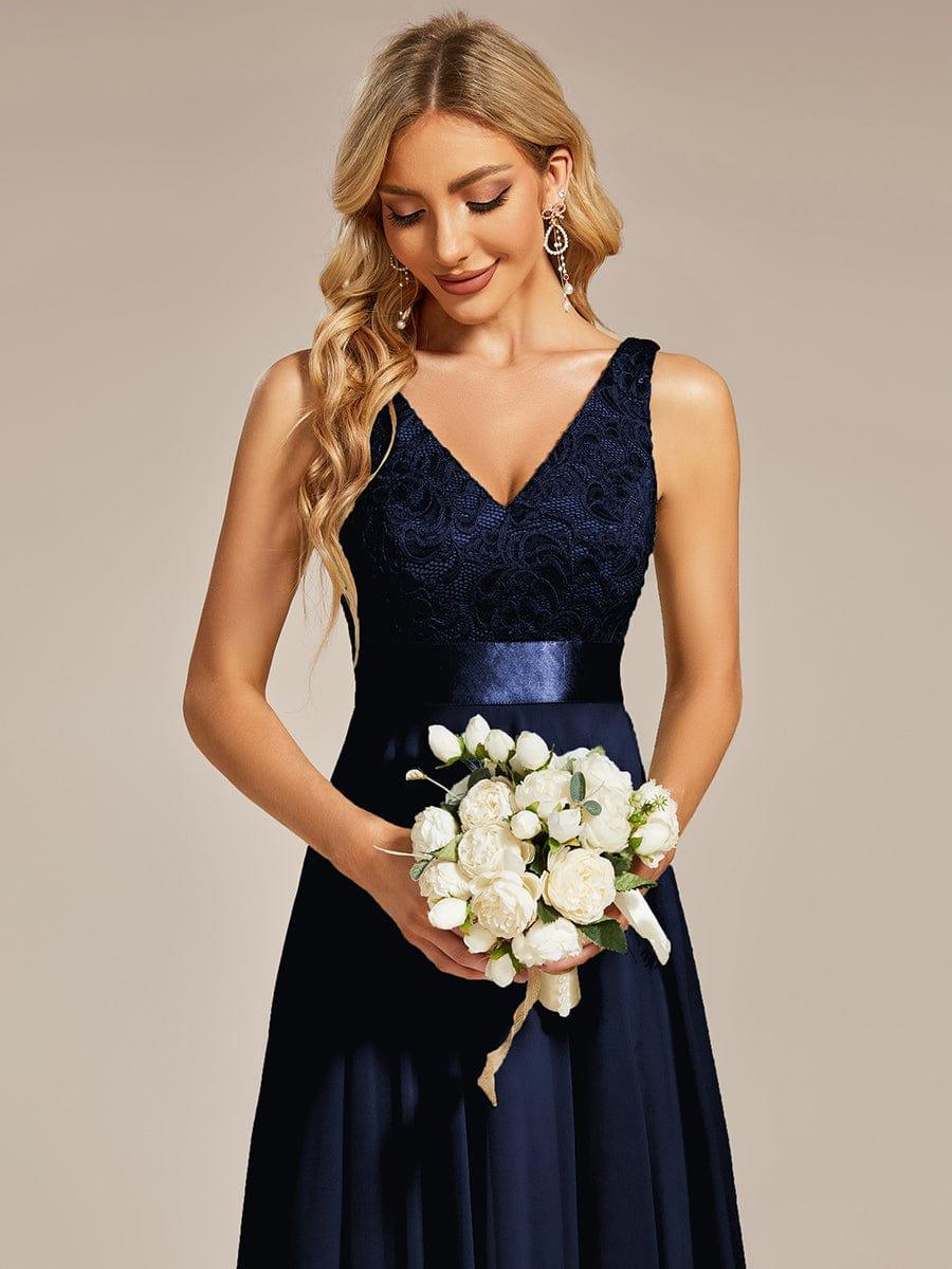 ever COSTA|Stunning V Neck Lace Chiffon Bridesmaid Dress