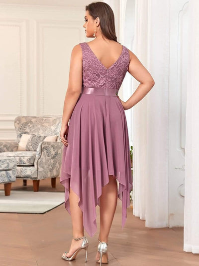 ever COSTA|Stunning V Neck Lace Chiffon Bridesmaid Dress