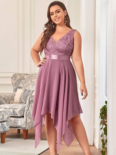 ever COSTA|Stunning V Neck Lace Chiffon Bridesmaid Dress