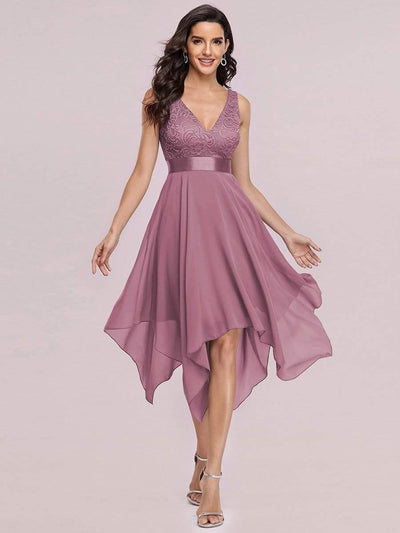 ever COSTA|Stunning V Neck Lace Chiffon Bridesmaid Dress