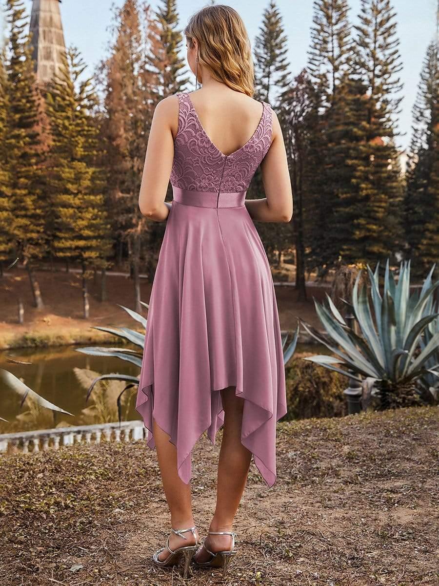 ever COSTA|Stunning V Neck Lace Chiffon Bridesmaid Dress