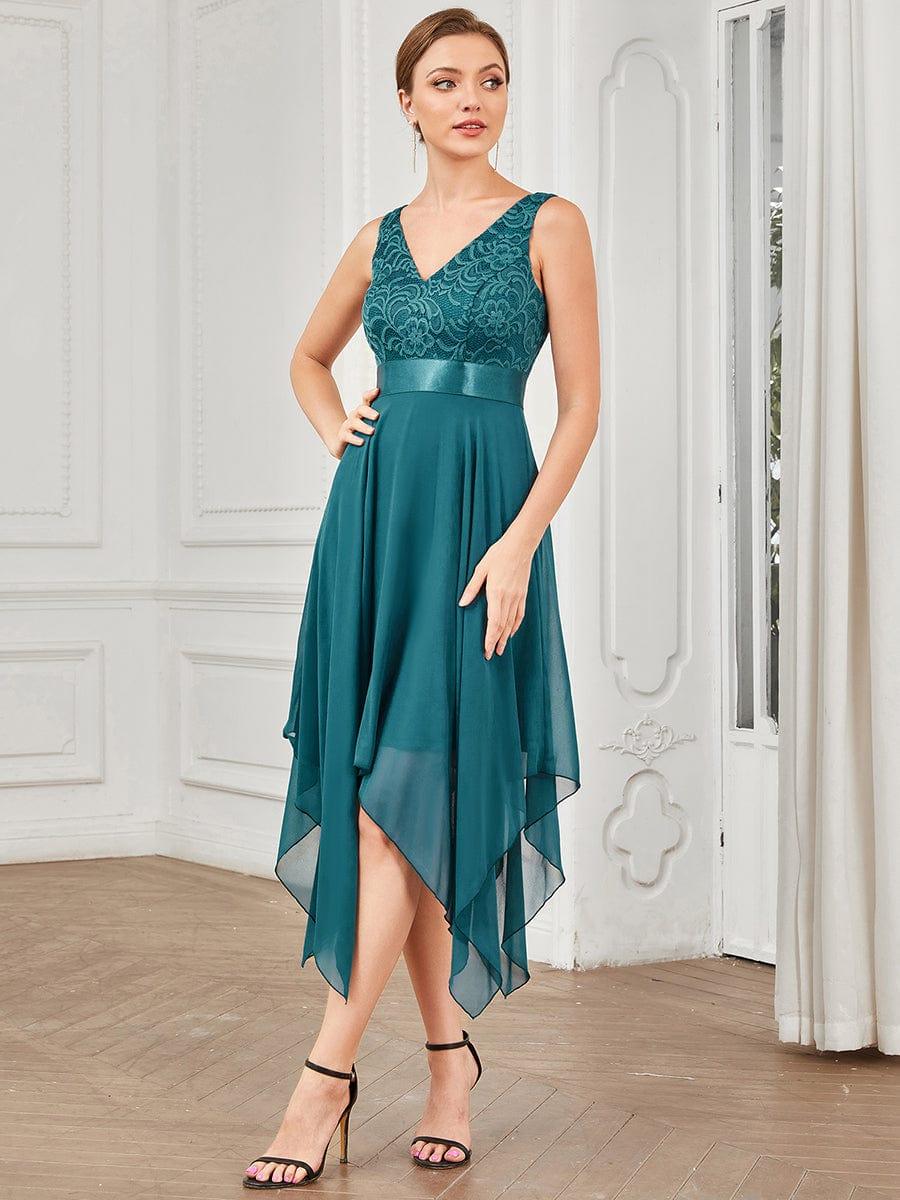 ever COSTA|Stunning V Neck Lace Chiffon Bridesmaid Dress