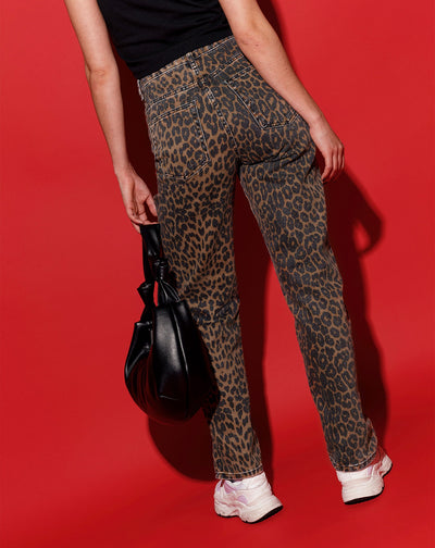 LEOPARD ALLOVER JEANS ZWART