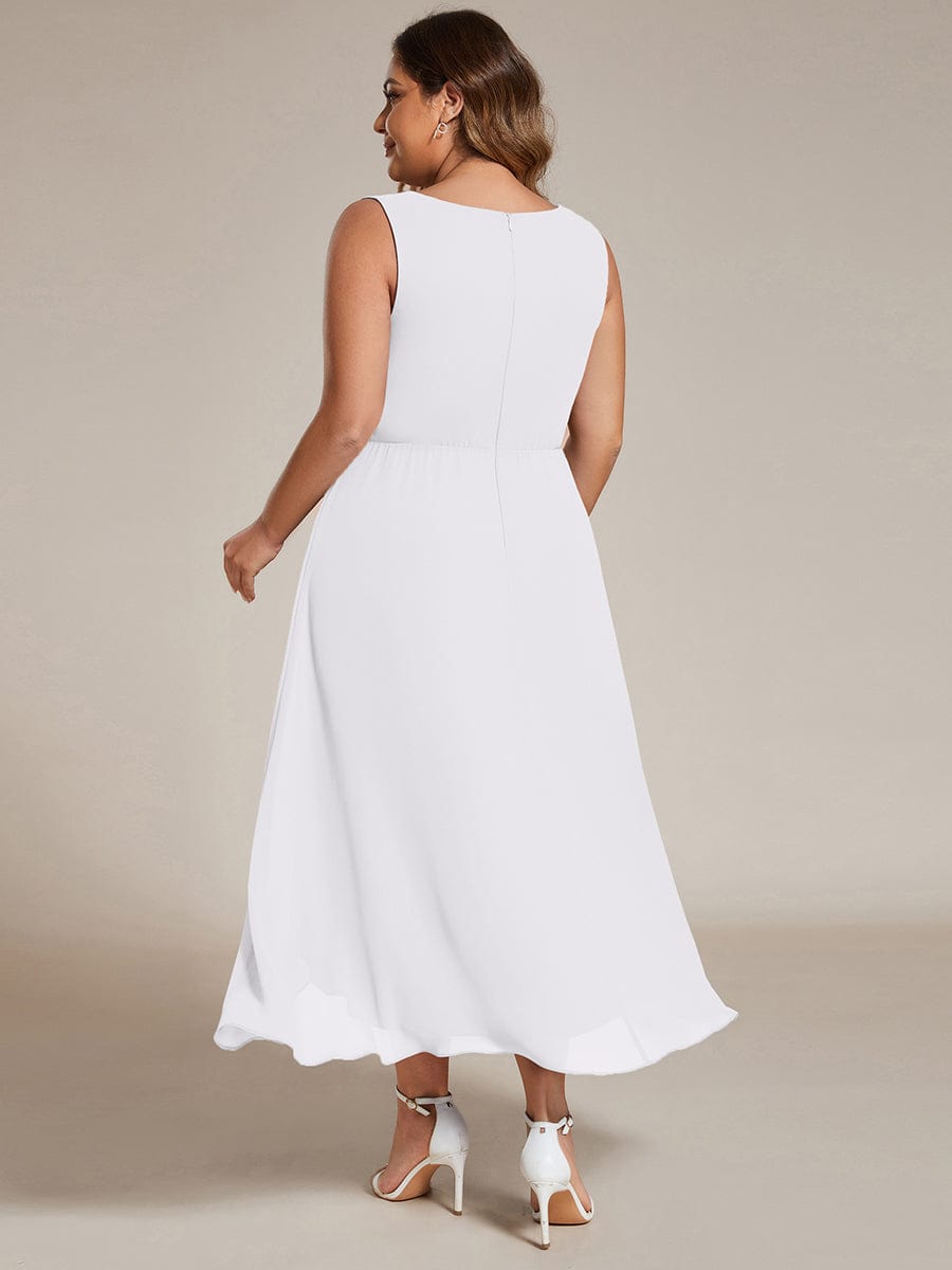 ever IRYS|Sleeveless Chiffon High-Low Wedding Guest Dress with Waist Applique