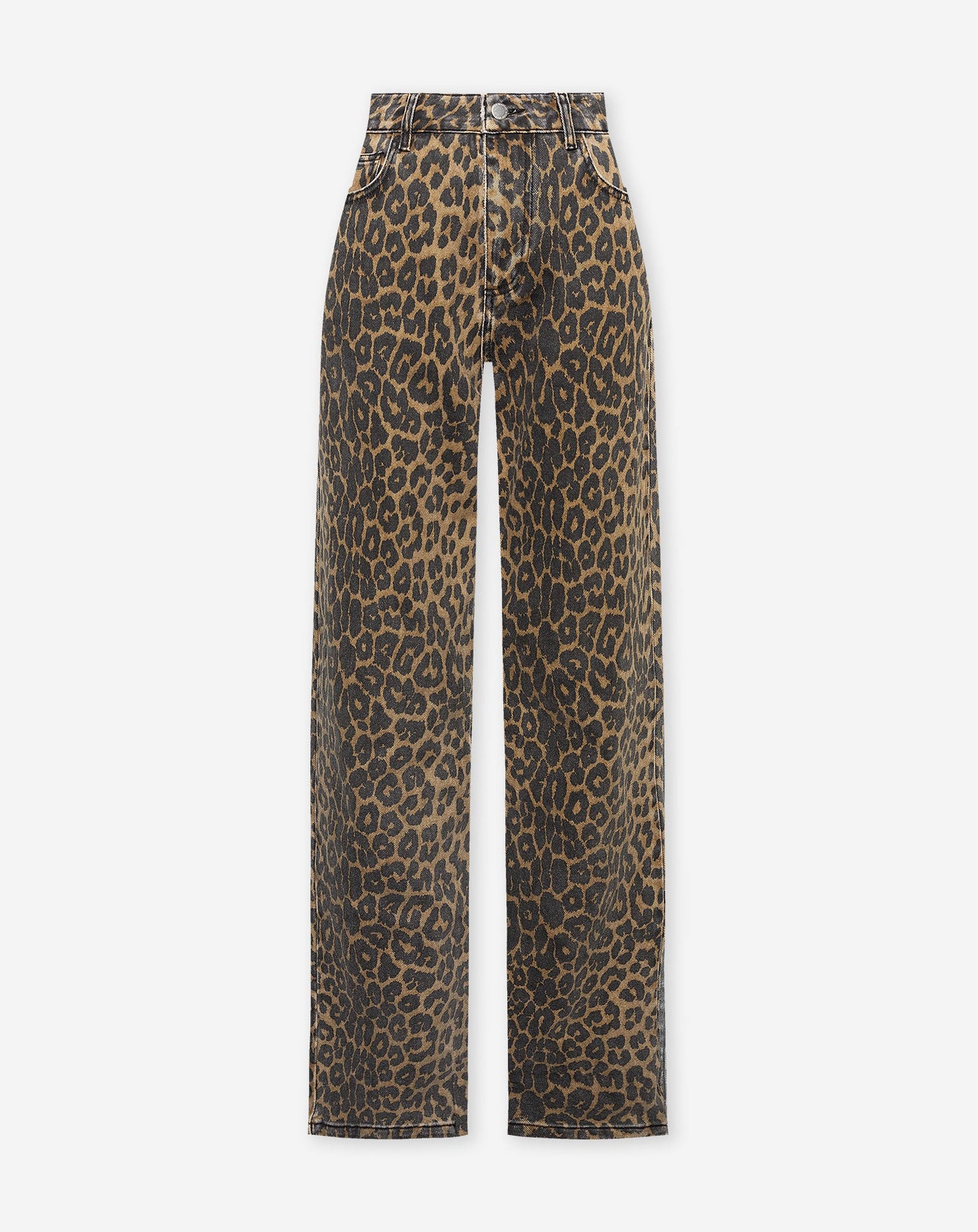 LEOPARD ALLOVER JEANS ZWART