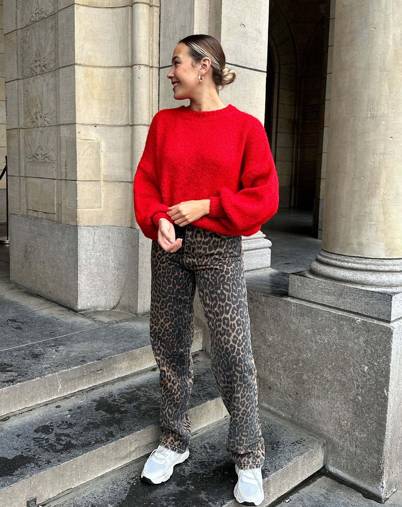 LEOPARD ALLOVER JEANS ZWART