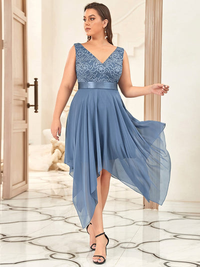 ever COSTA|Stunning V Neck Lace Chiffon Bridesmaid Dress