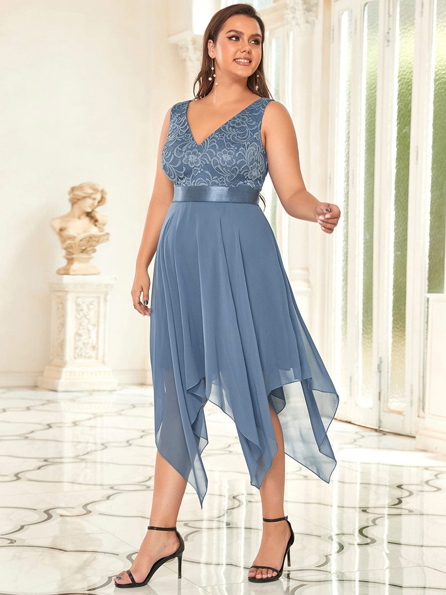 ever COSTA|Stunning V Neck Lace Chiffon Bridesmaid Dress