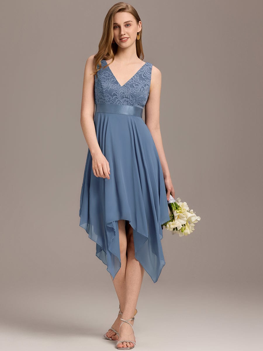 ever COSTA|Stunning V Neck Lace Chiffon Bridesmaid Dress