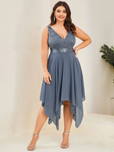ever COSTA|Stunning V Neck Lace Chiffon Bridesmaid Dress