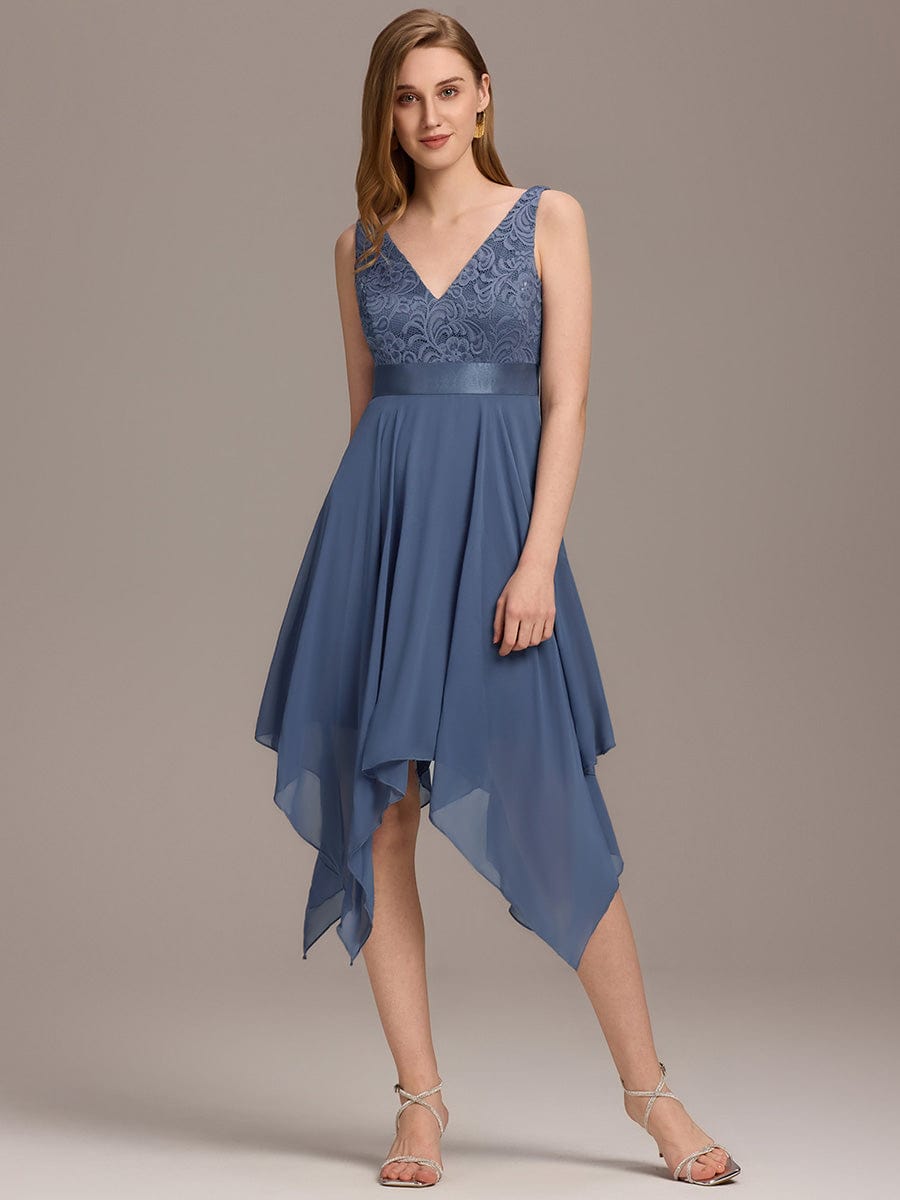 ever COSTA|Stunning V Neck Lace Chiffon Bridesmaid Dress