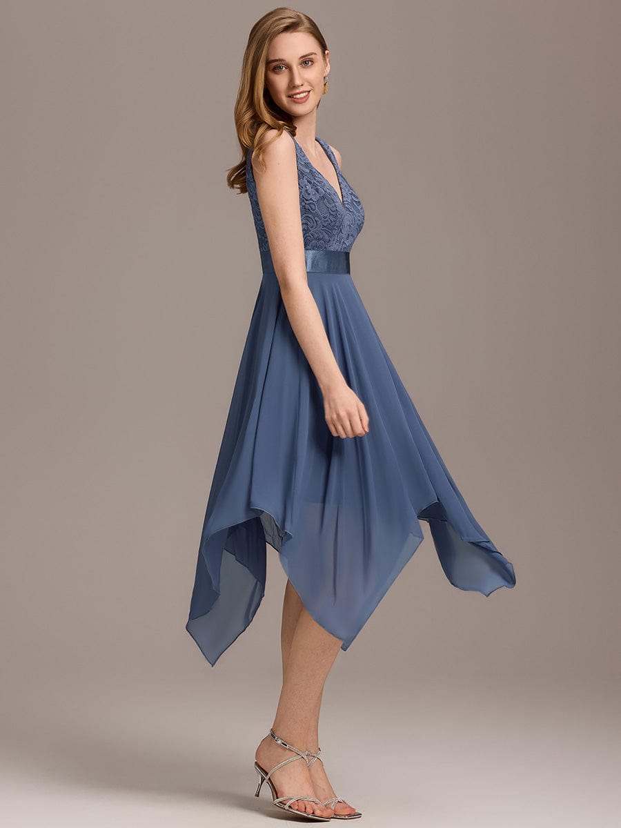 ever COSTA|Stunning V Neck Lace Chiffon Bridesmaid Dress