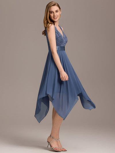 ever COSTA|Stunning V Neck Lace Chiffon Bridesmaid Dress