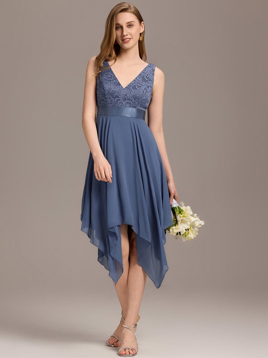 ever COSTA|Stunning V Neck Lace Chiffon Bridesmaid Dress