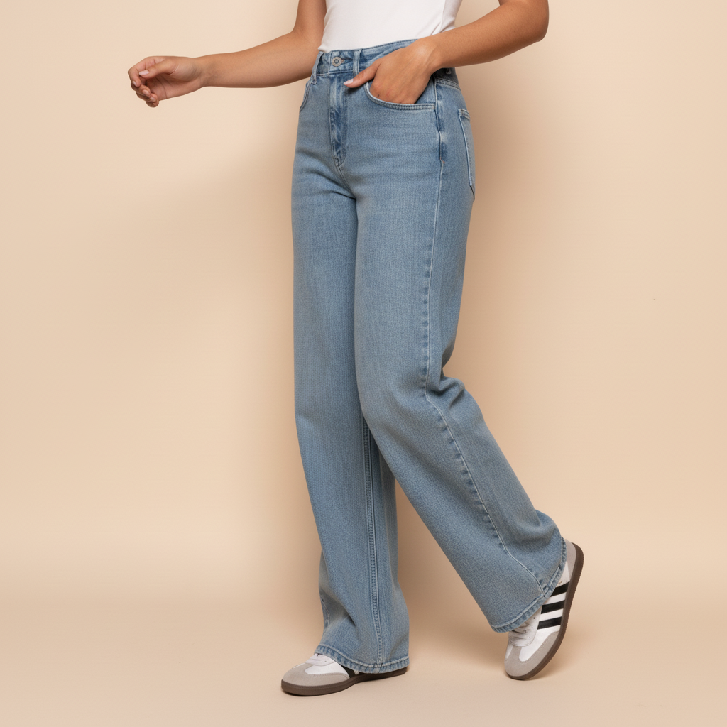 Jeans a gamba larga a Vita Alta