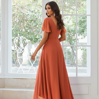 Abito Damigella in Chiffon con Scollo a V