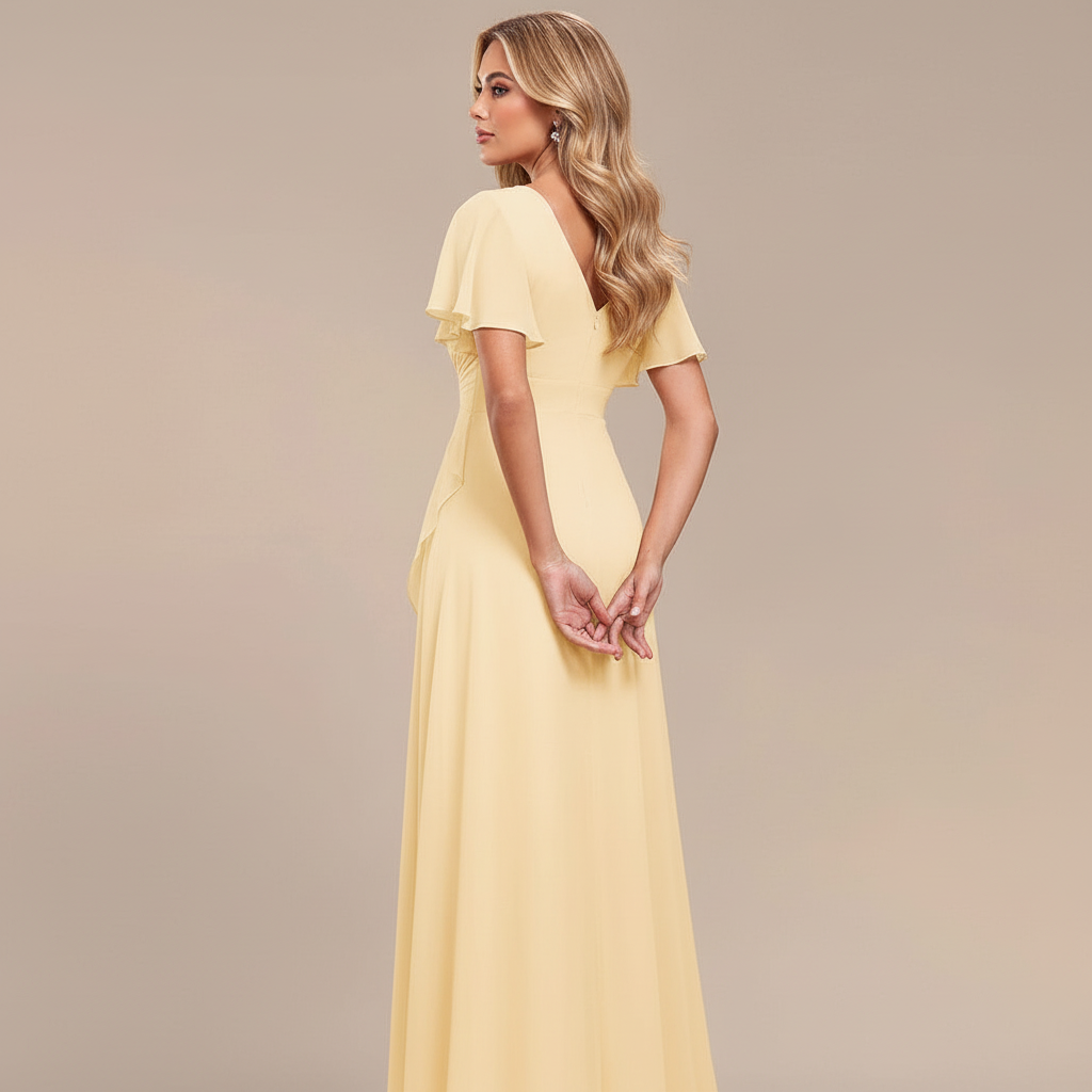 Abito Damigella in Chiffon con Scollo a V