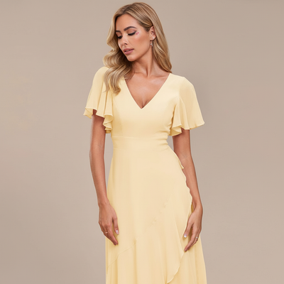 Abito Damigella in Chiffon con Scollo a V