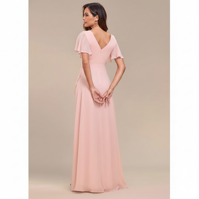 Abito Damigella in Chiffon con Scollo a V