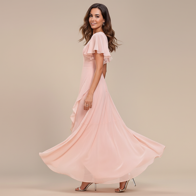 Abito Damigella in Chiffon con Scollo a V